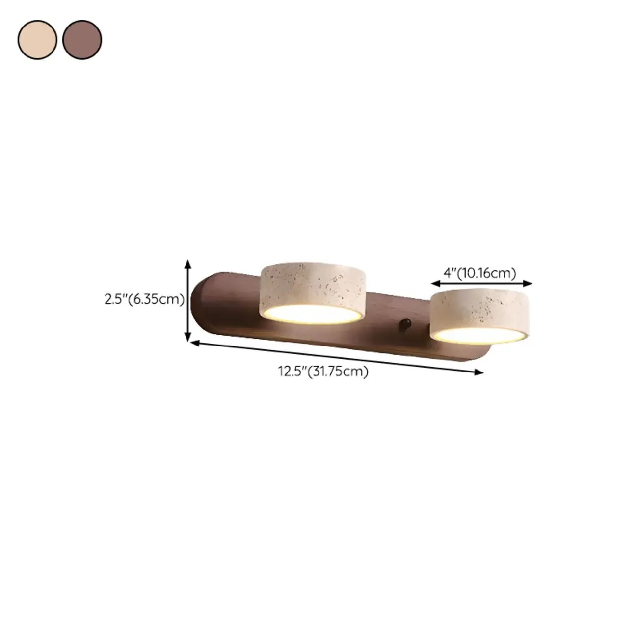 3-Light Bathroom Circle LED Stone Cylinder Vanity Light