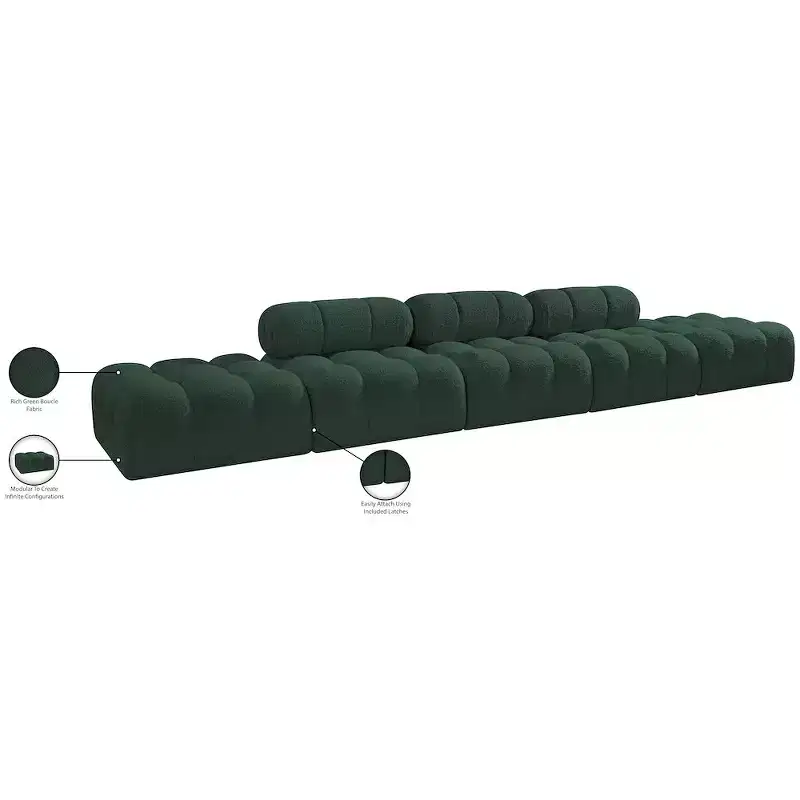 Meridian Furniture Ames 170 Boucle Fabric Upholstered 5pc. Modular Sofa