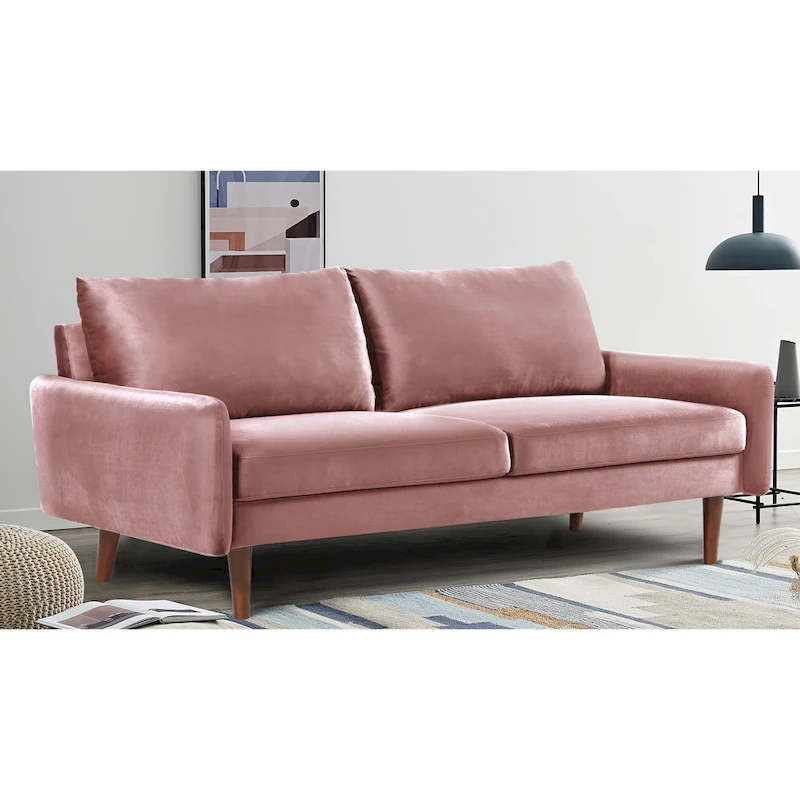 US Pride Furnitirue 70W Tapered-Leg Velvet Sofa