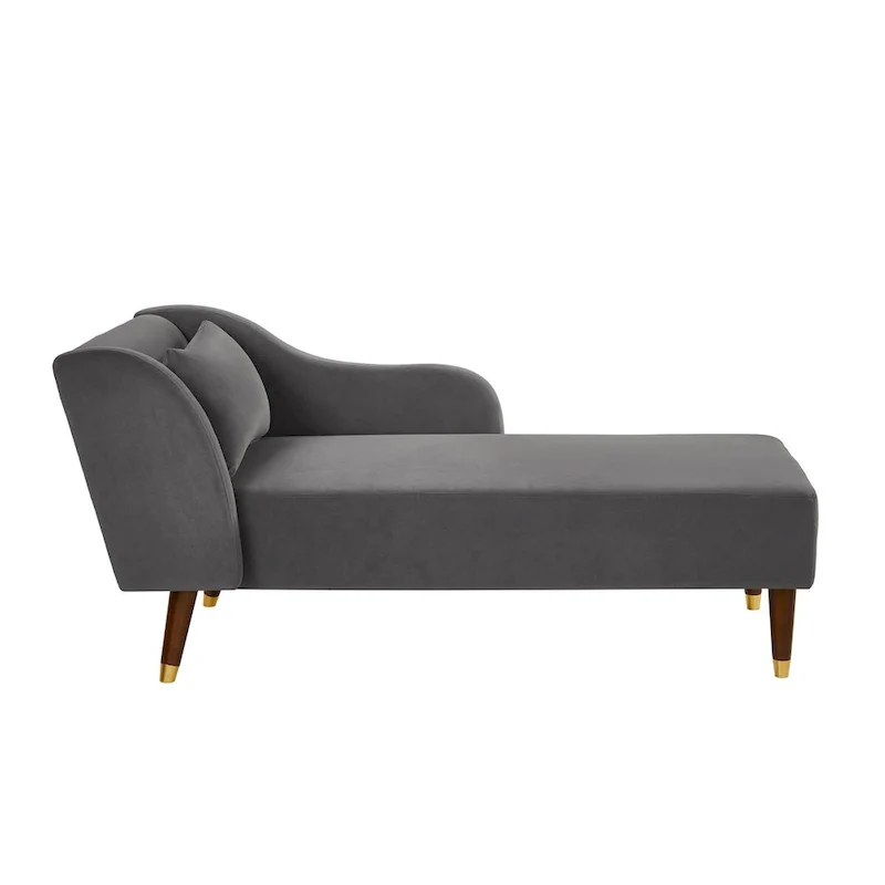 Modern Chaise Lounge Chair Velvet Upholstery