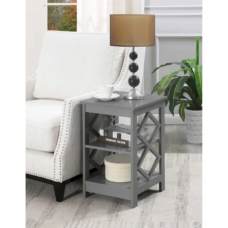 Convenience Concepts Diamond End Table with Shelves