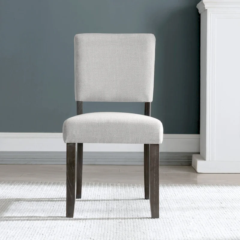 Upholstered Back Dining Chair with Wood Base Set of 2