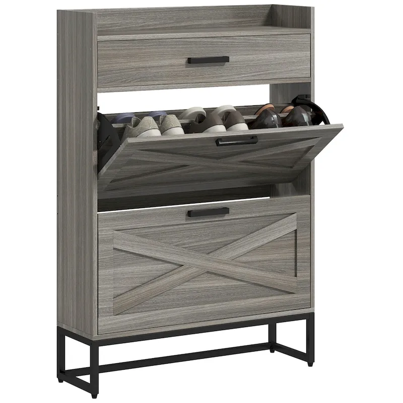 Casual Style shoe cabinet with Rattan Door Shelves and Shoe Cabinets, SOLID WOOD Feet
