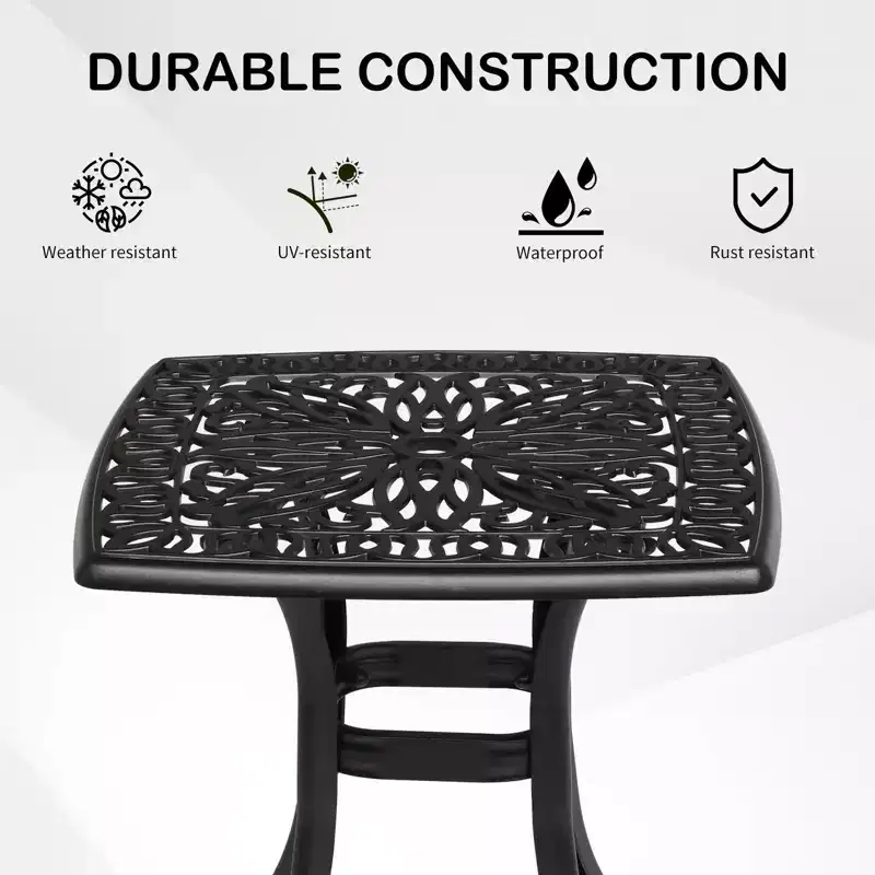 Karl Home | 21.3-Inch Square Cast Aluminum Garden Side Table