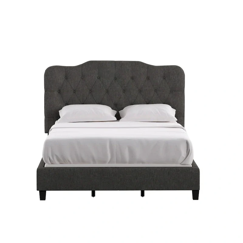 Upholstered Bed with Adjustable Headboard