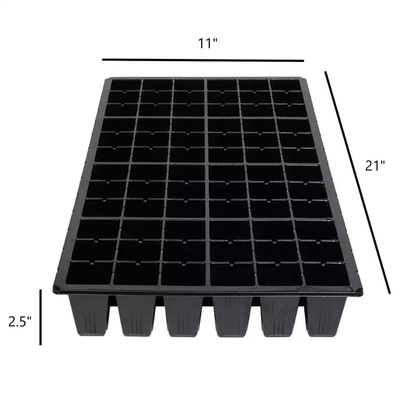 SUNPACK 21 x 11 Heavy Duty 72-Cell Square Insert Tray, Black, 2.5