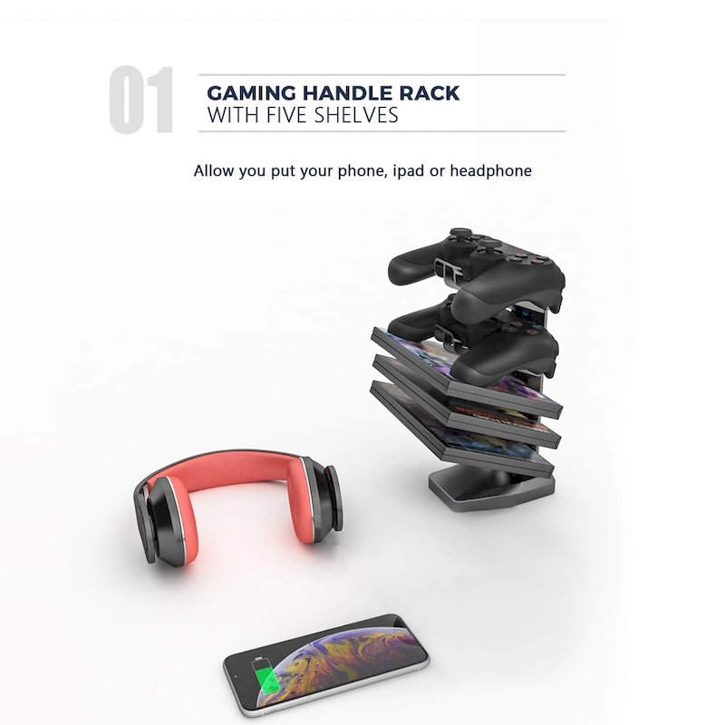 BOSSIN Ergonomic Gaming Desk T-Shaped Office PC Computer Desk with Full Desk Mouse Pad, Handle Rack, Cup Holder Headphone Hook