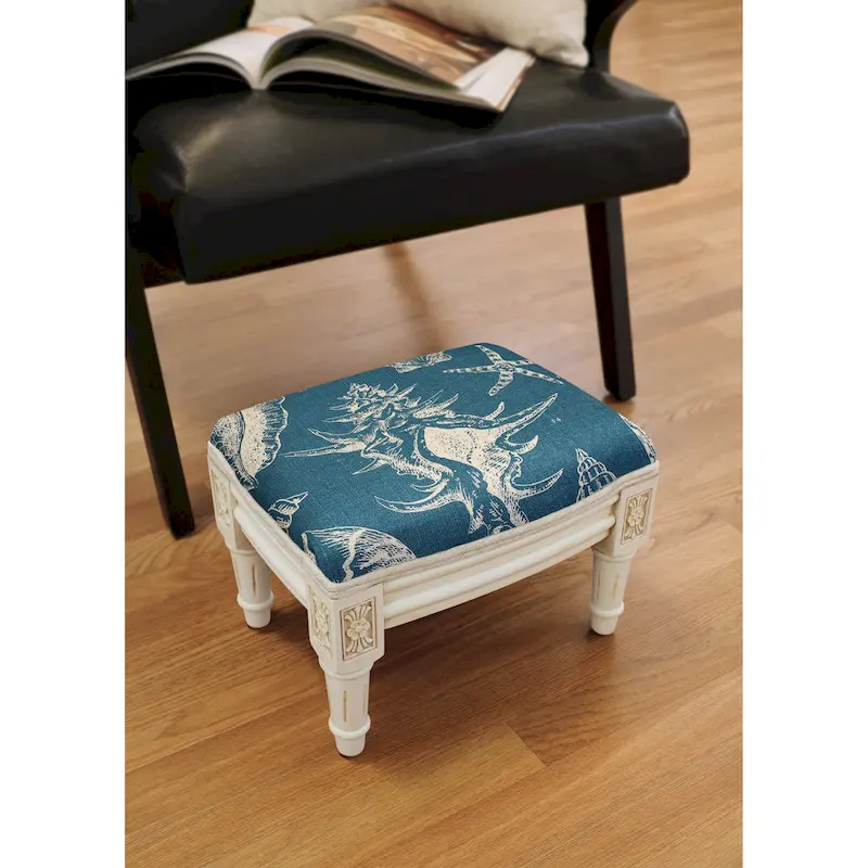 Blue Seashell Footstool, Single-Seat, Small