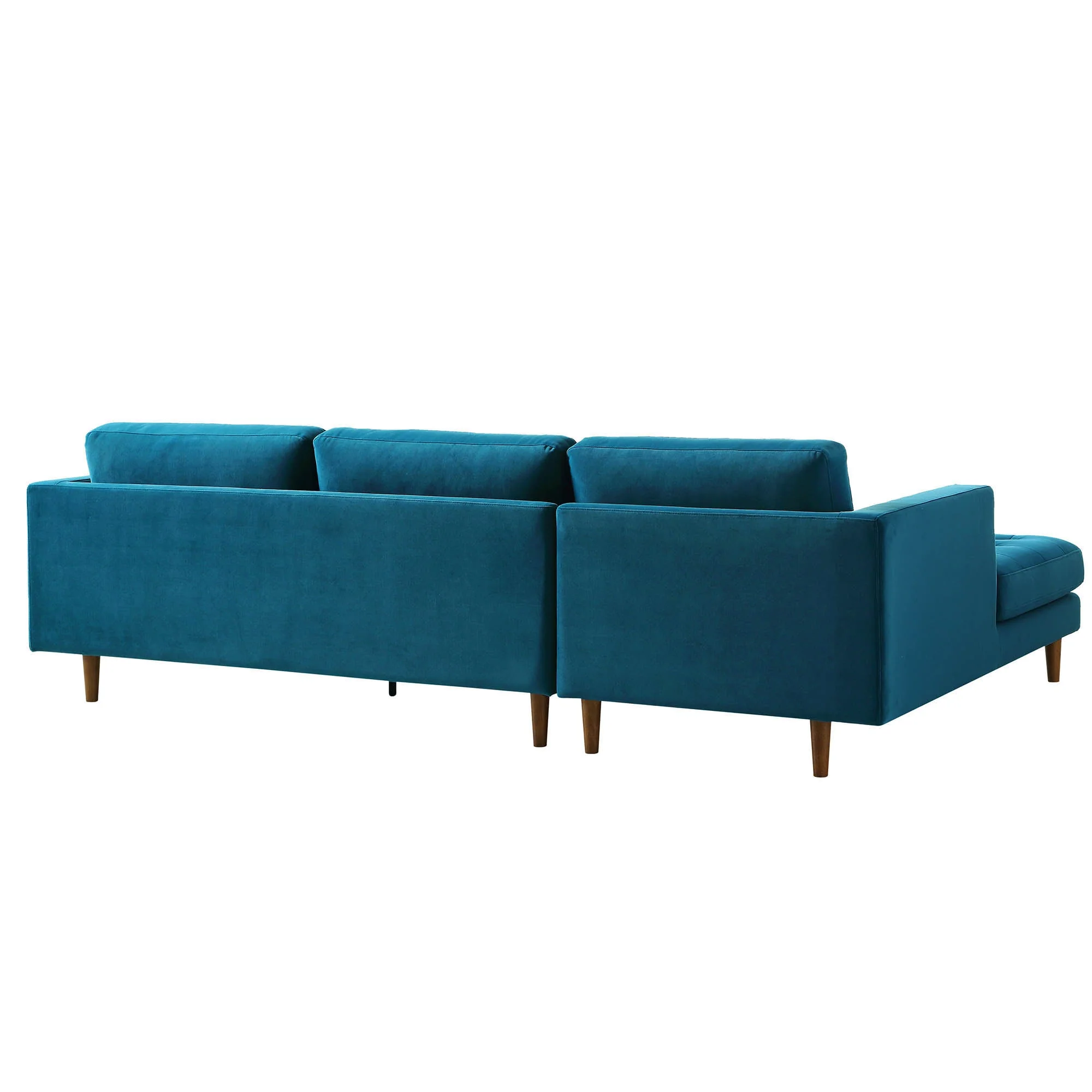 Teal Velvet Grand 4-Seater Chaise End Sofa, Left Hand Facing