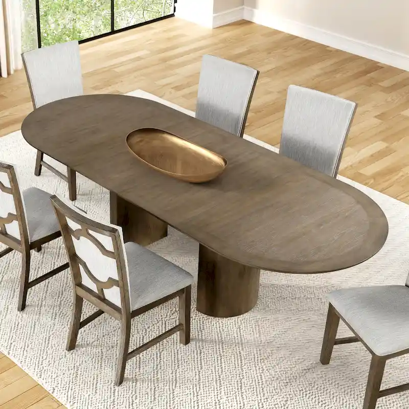 Modern Farmhouse Oak 102-inch Wood Extendable Dining Table