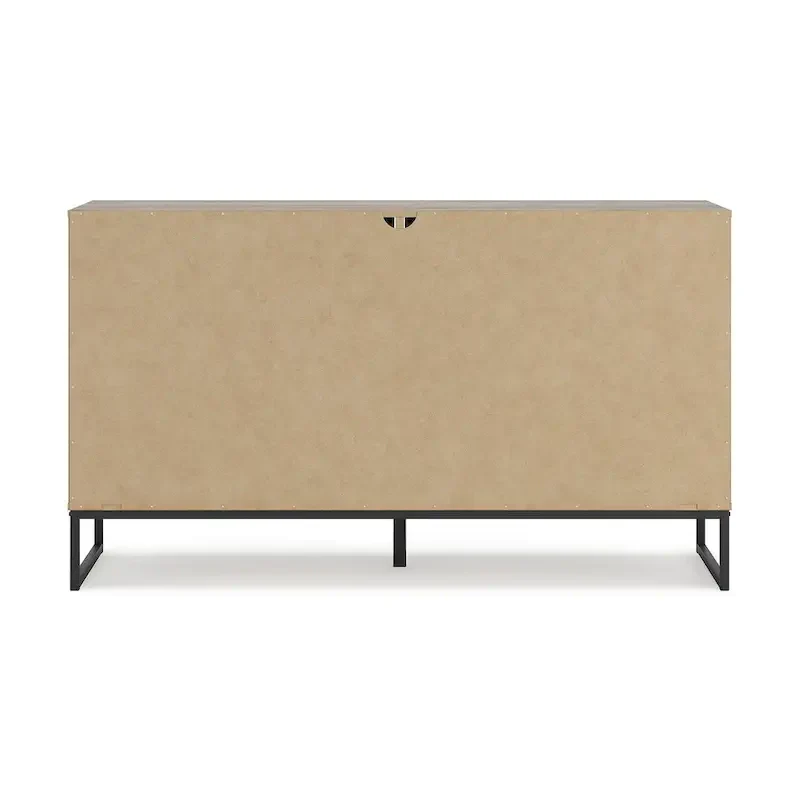 Signature Design Deanlow Honey Panel Headboard with Dresser and Nightstand