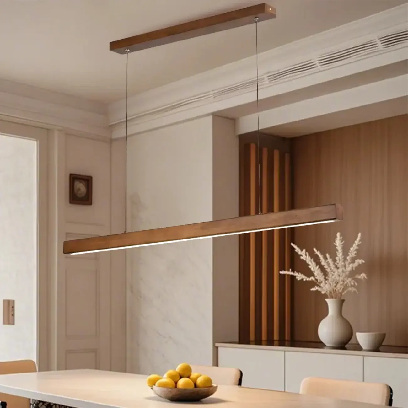 Walnut Wood Rustic Island Light in Rectangular Shape