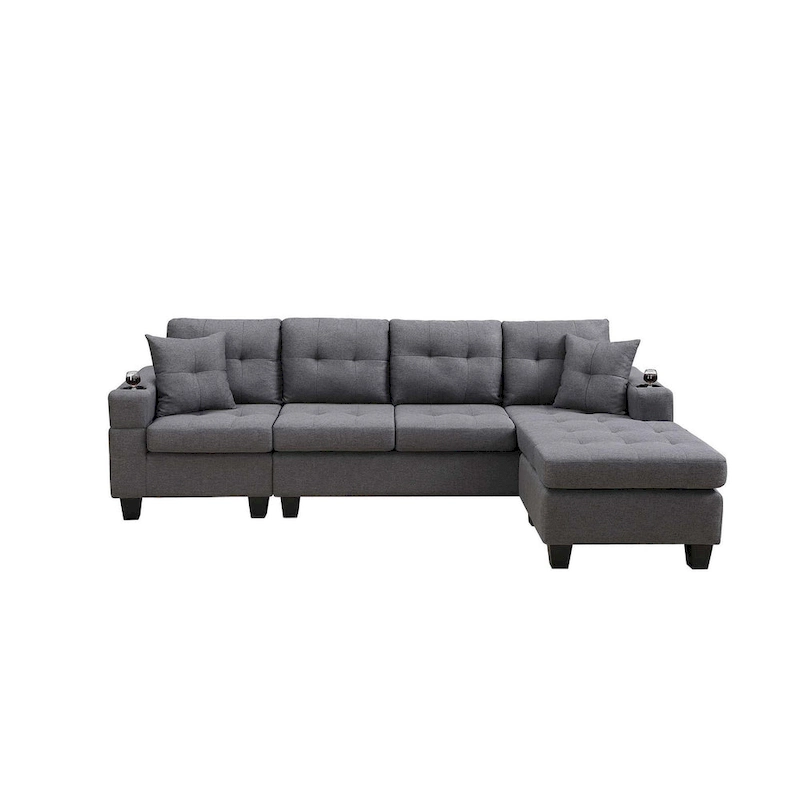 Living room sofa with convertible chaise longue