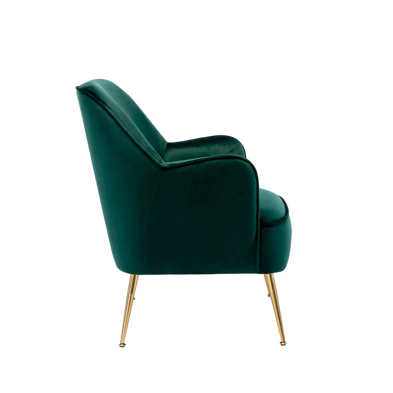 Velvet Upholstered Accent Chair with Gold Chrome Legs