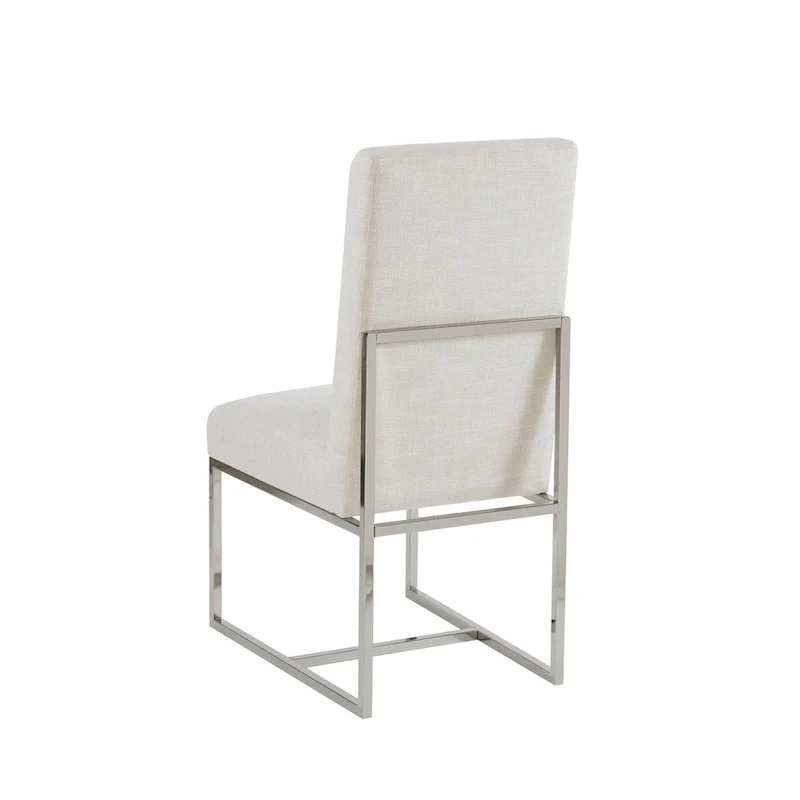 Natural Fabric Dining Chair with Metal Legs (Set of 2)