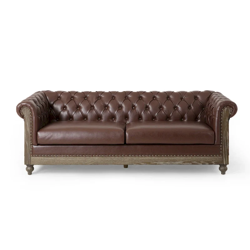 Castalia Nailhead Trim Chesterfield Sofa by Christopher Knight Home - 78.75 L x 33.50 W x 28.00 H