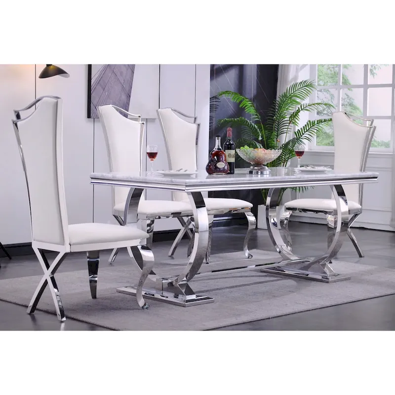Dining Table with Circular Pedestal Base - Marble Texture Top, Seats 4-8 (Black/Grey/White)