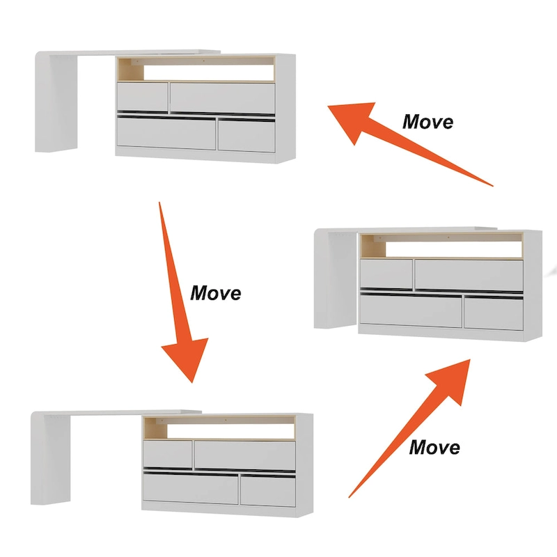 4-Drawer Desk Vanity Sideboard Bedroom Dresser Chest Of Drawers White
