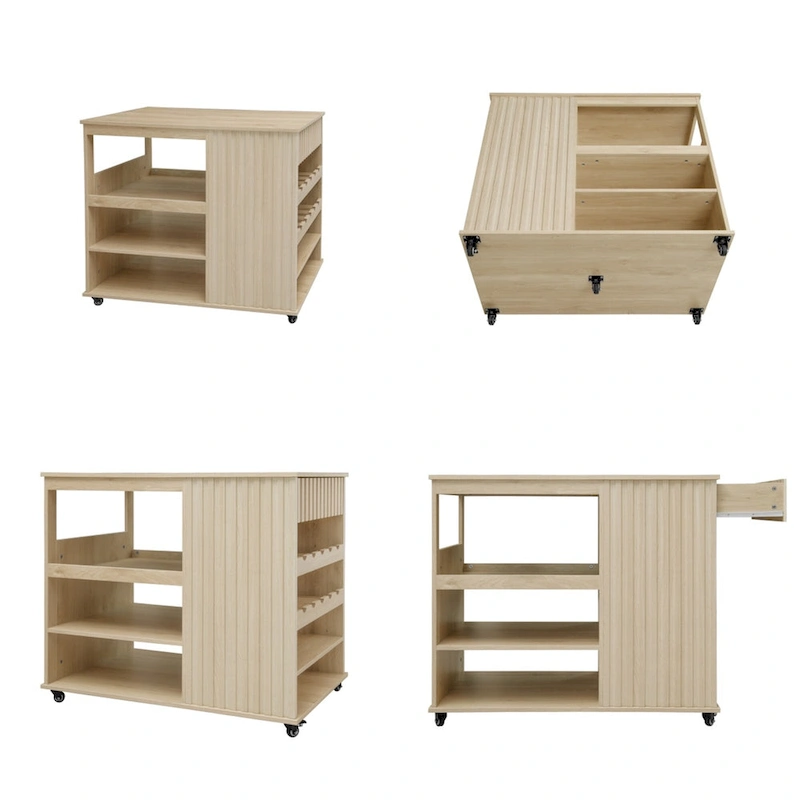 Rolling Kitchen Island with Drawer,Wine Rack,Lockable Casters