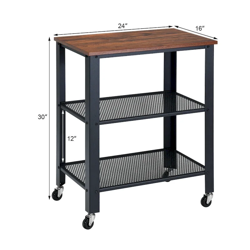 Gymax Industrial Serving Cart Kitchen Utility Cart