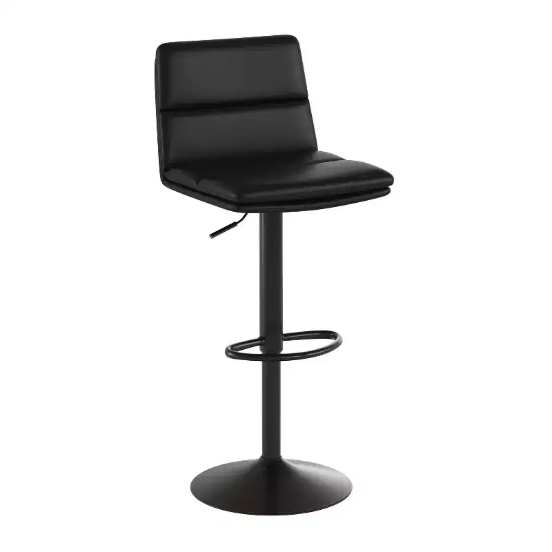 Merrick Lane Modern Upholstered Adjustable Height Stools with Sturdy Iron Bases