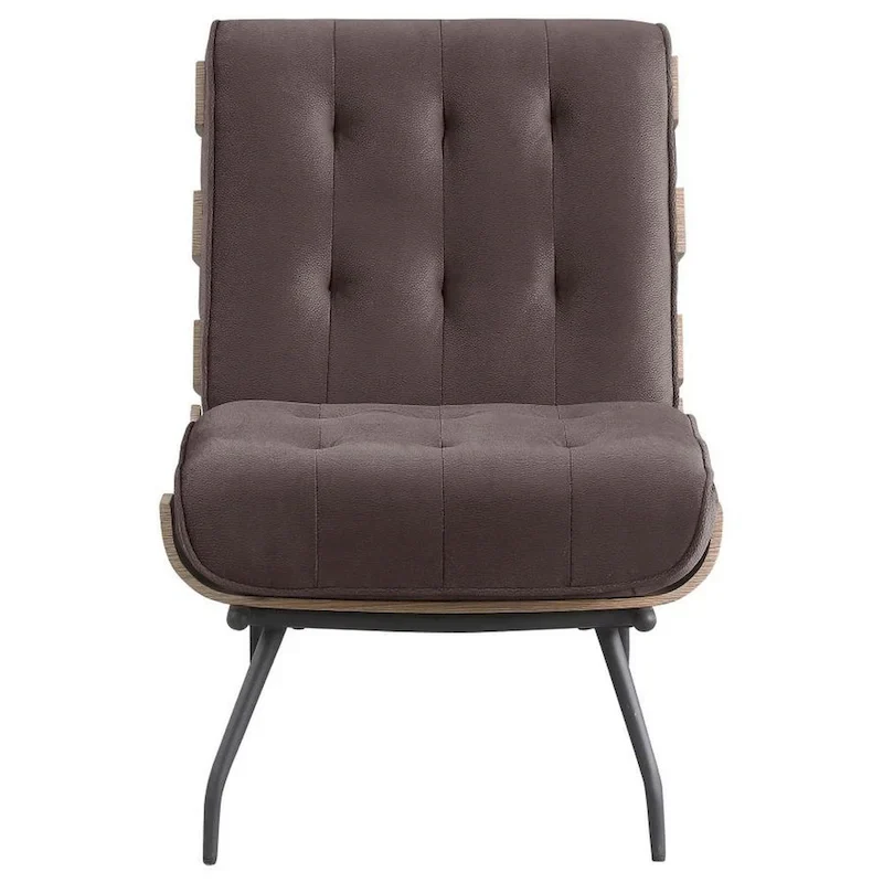 Nain 35 Inch Accent Chair, Oversized Cushion Tufted Back, Dark Brown
