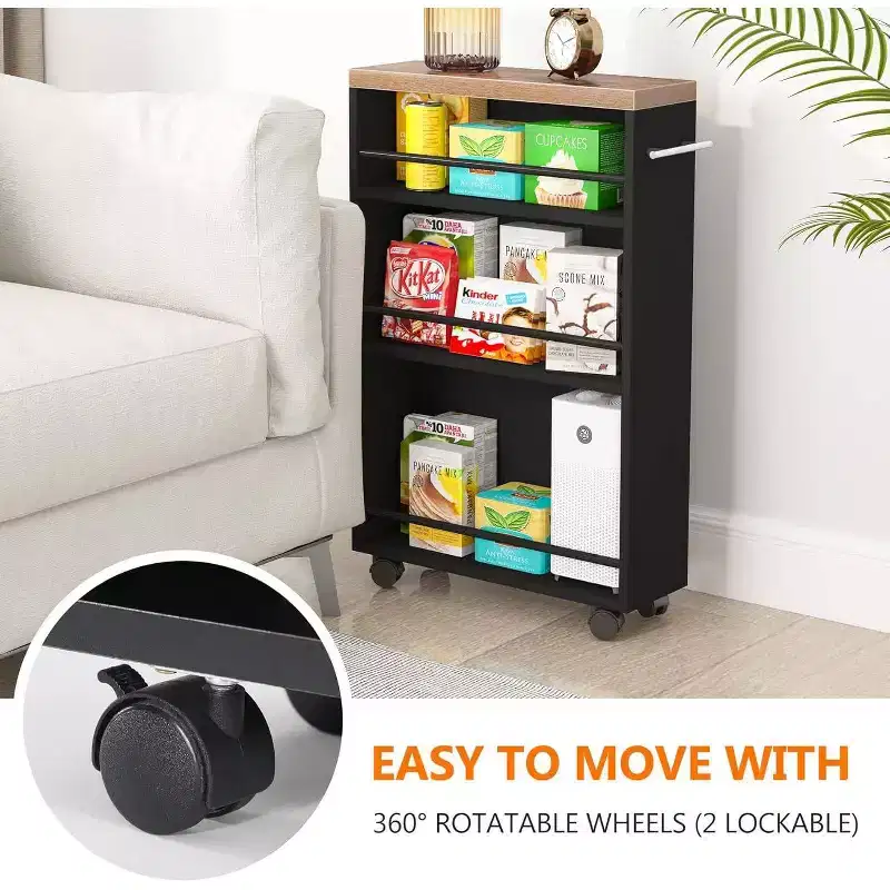 LITTLE TREE 4 Tier Slim Storage Cart Brown