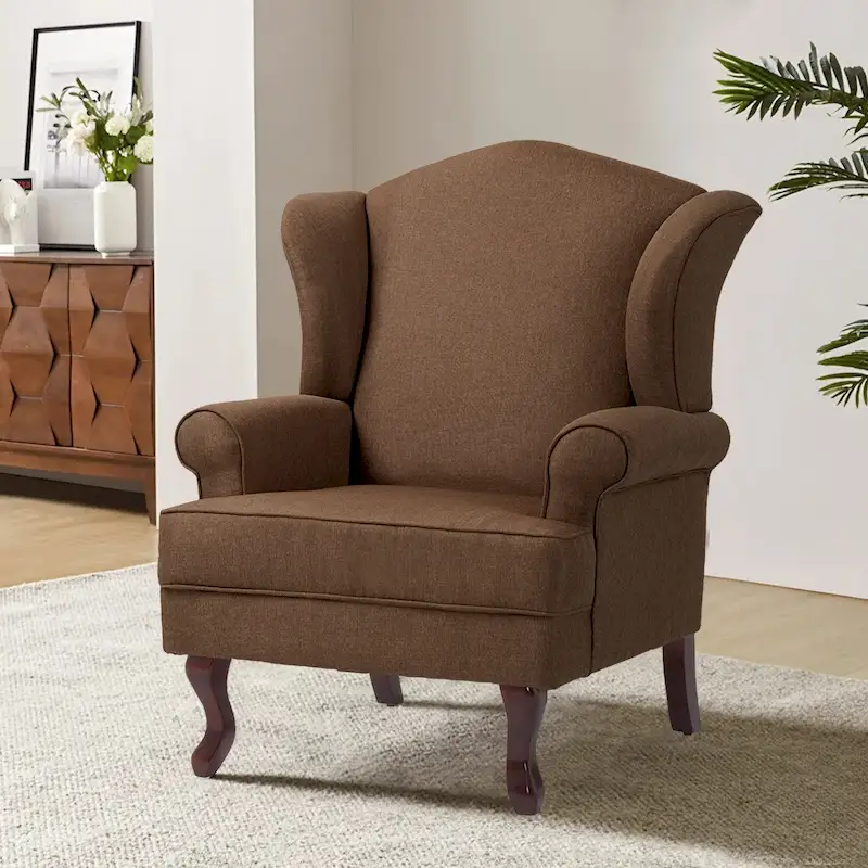 Mid-Century Modern Upholstered Wingback Accent Chair