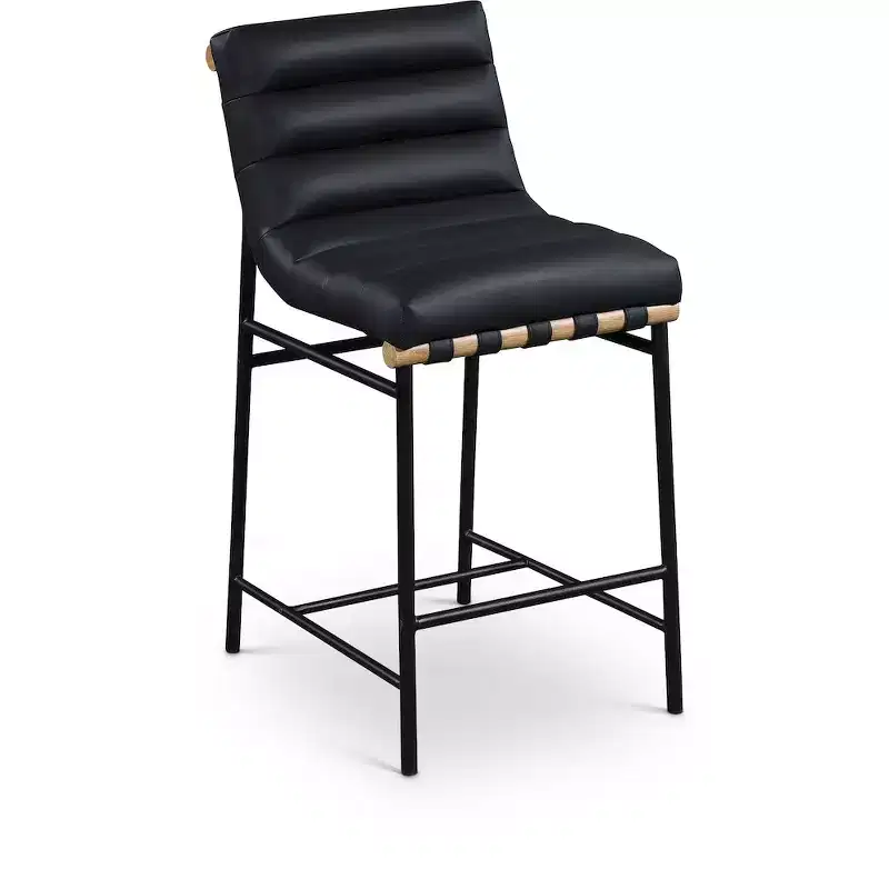 Meridian Furniture,Burke Black Vegan Leather Counter Stool