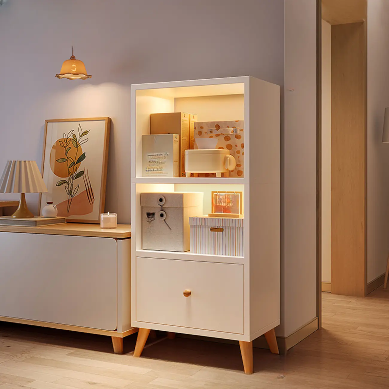 Modern Rectangular Bookshelf with Drawers