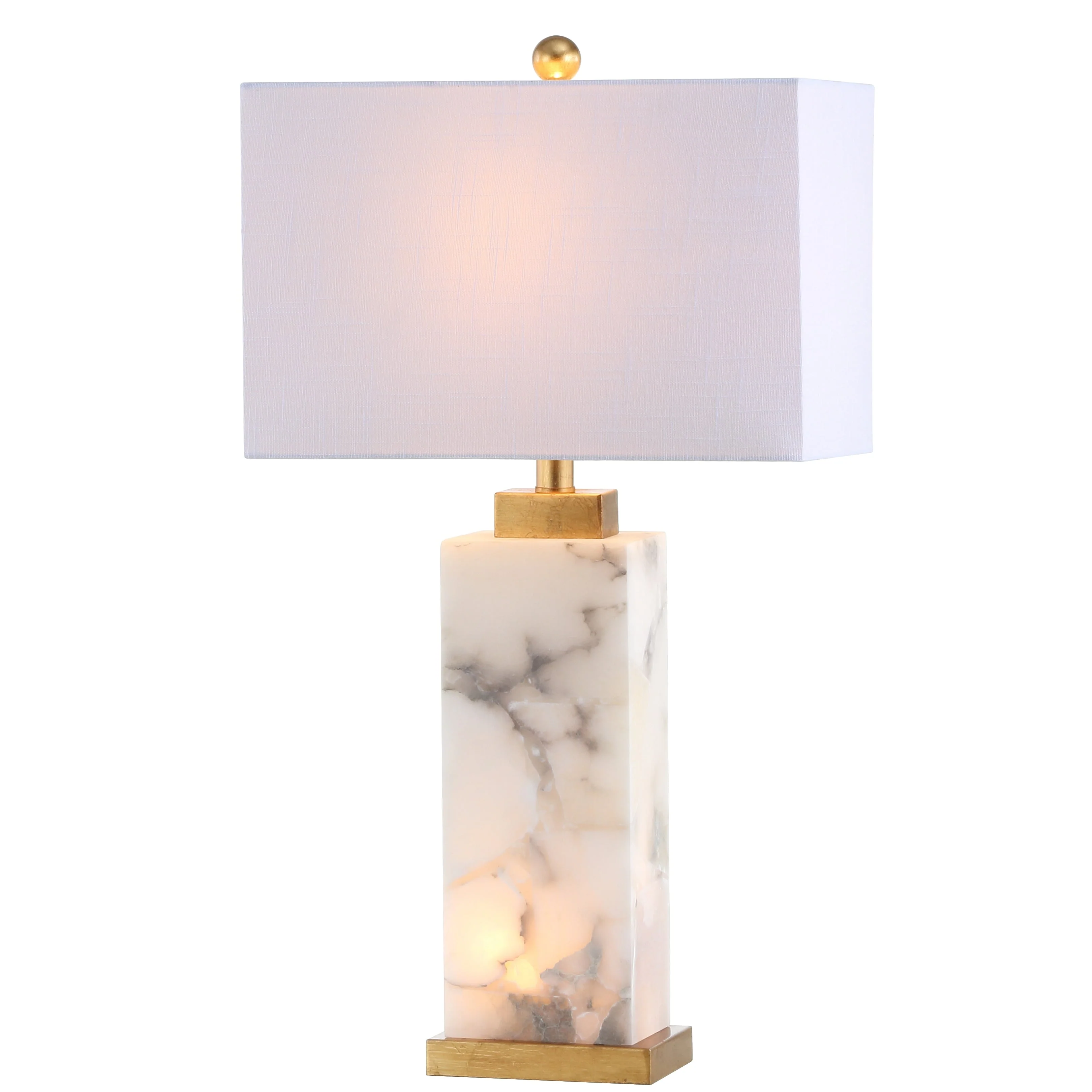Eloise 27.5 Alabaster LED Table Lamp, White/Gold Leaf by JONATHAN Y