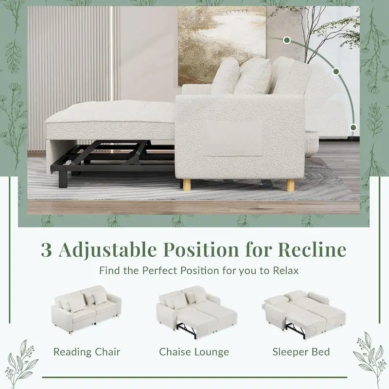 Double Sleeper Chair Bed with Adjustable Backrest