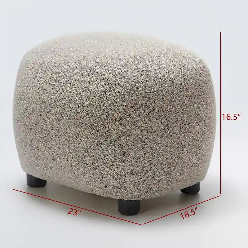 KINWELL 23 Wide Boucle Upholstered Footstool Ottoman Sofa Chair Footrest