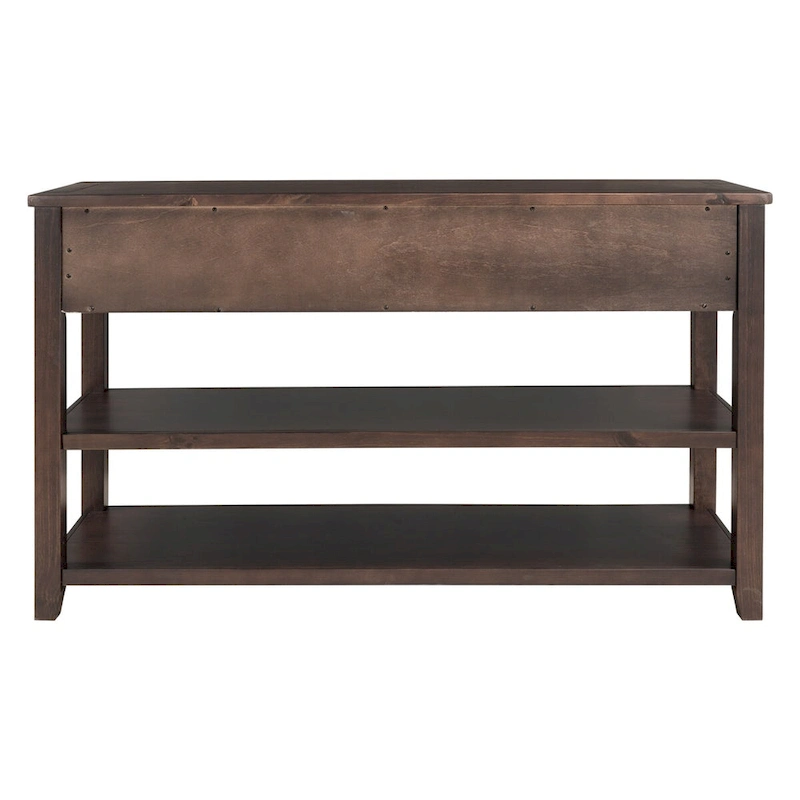 Pine Solid Wood Console Table with Two Open Shelves