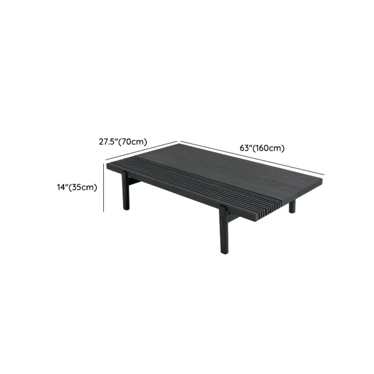 Black Rectangular Chic Rectangle Wood Coffee Table