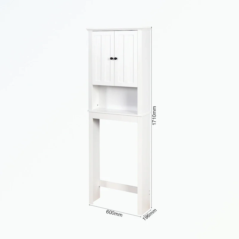 White Over-Toilet Storage Cabinet, 2-Door, Single Person Assembly
