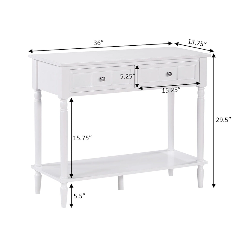 Convenience Concepts French Country 2 Drawer Hall Table with Shelf