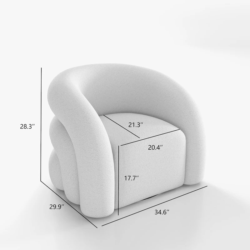 SEYNAR Modern Glam 360 Degree Swivel Teddy Upholstered Accent Armchair with Tufted Back