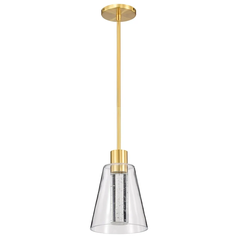 Aura 7 Inch LED Pendant Brushed Brass K9 Bubble Crystal 3000K CCT - Brushed Brass