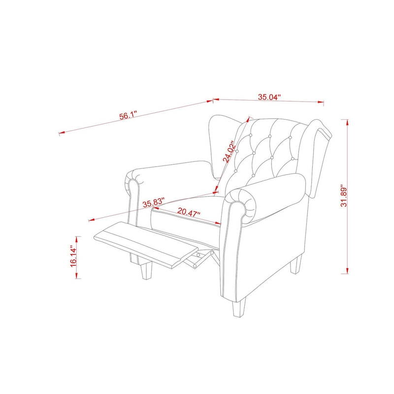 Modern Tufted Push Back Tufted Recliner Armchair