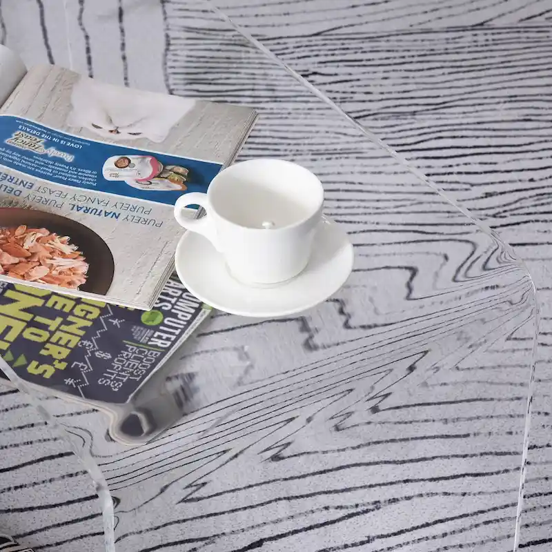 HomCom 32  Long Rectangle All Acrylic 20mm Thick Waterfall Coffee Table, Clear