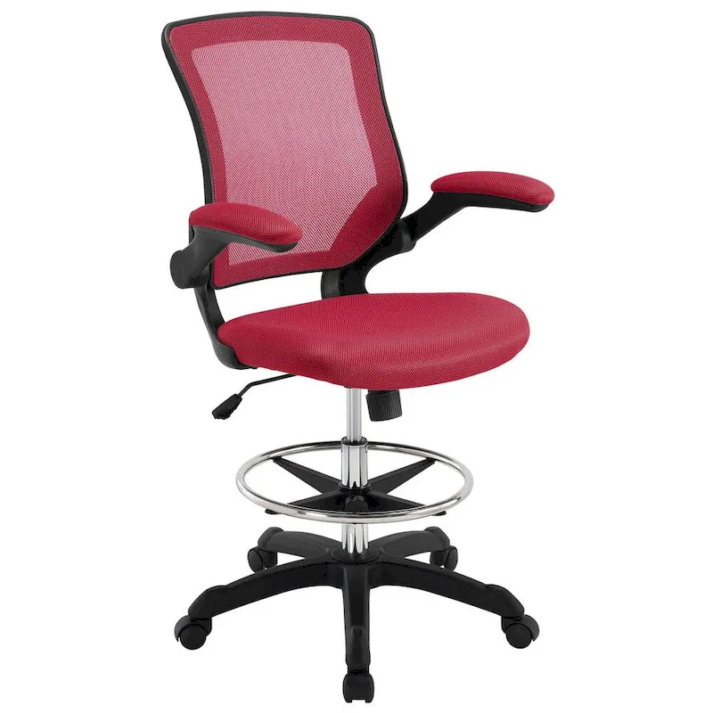 Adjustable Height Drafting Chair with Mesh Back & Rolling Casters
