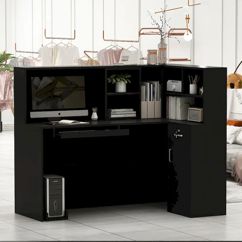 L-Shape Wood Reception Desk Office Computer Desk
