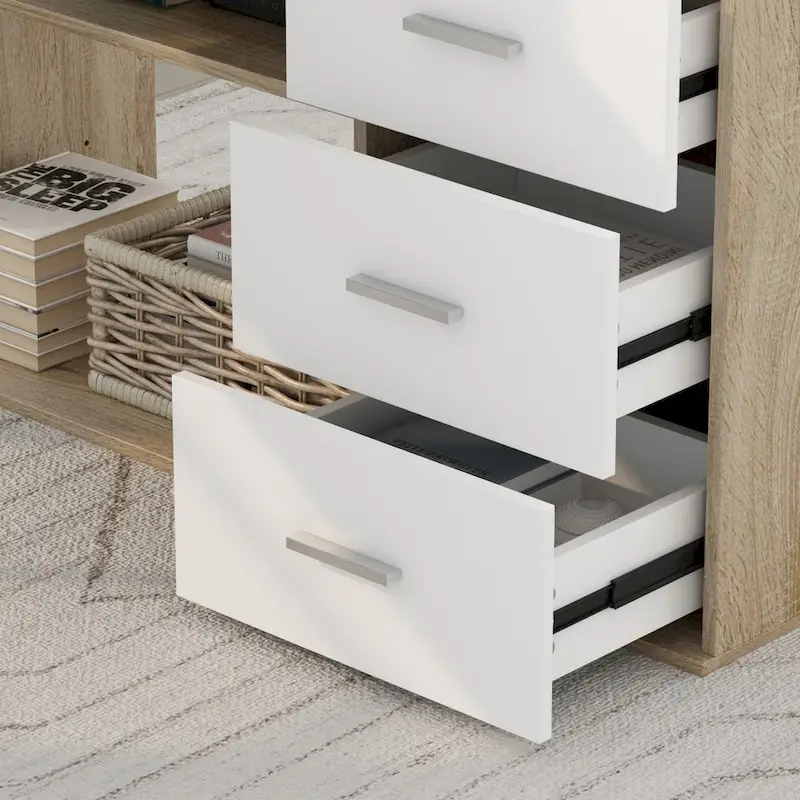 Timechee 55-inch L Shaped Office Computer Desk w/ Drawers, Wood