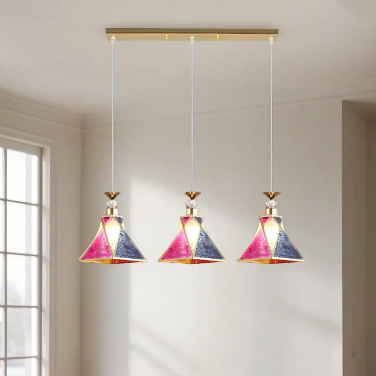 3 Lights Tapered Shape Plastic Modern Adjustable Height Light