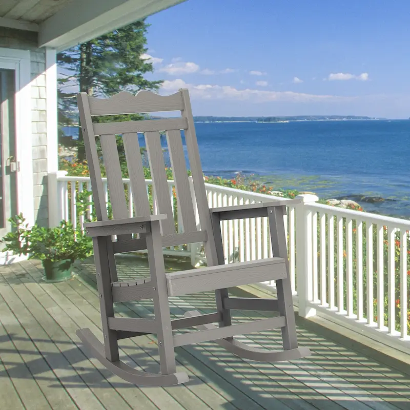 LIVOOSUN Patio Adirondack Chair Outdoor Plastic Rocking Chair