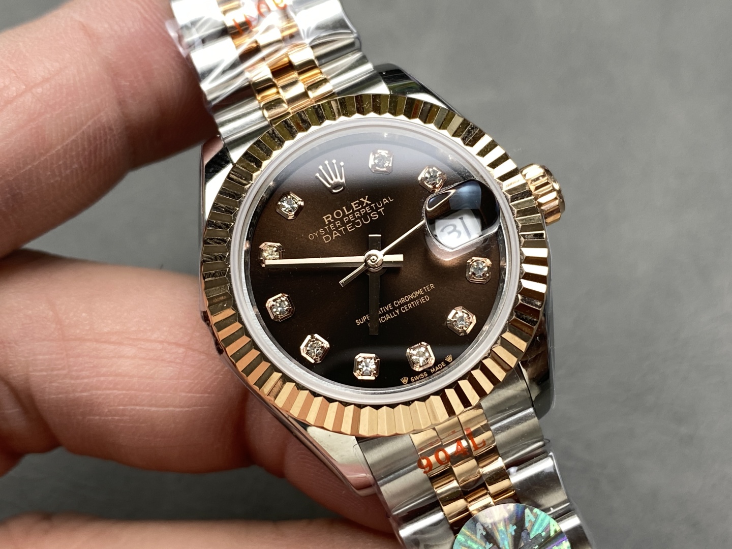 Rolex Datejust 36 Super Clone schwarzes Zifferblatt mit Diamant-Indizes und Datum