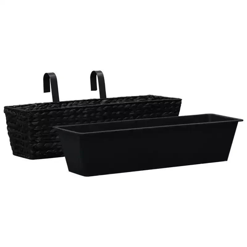 vidaXL Railing Planters Balcony Deck Planters with Inner 2 pcs Water Hyacinth