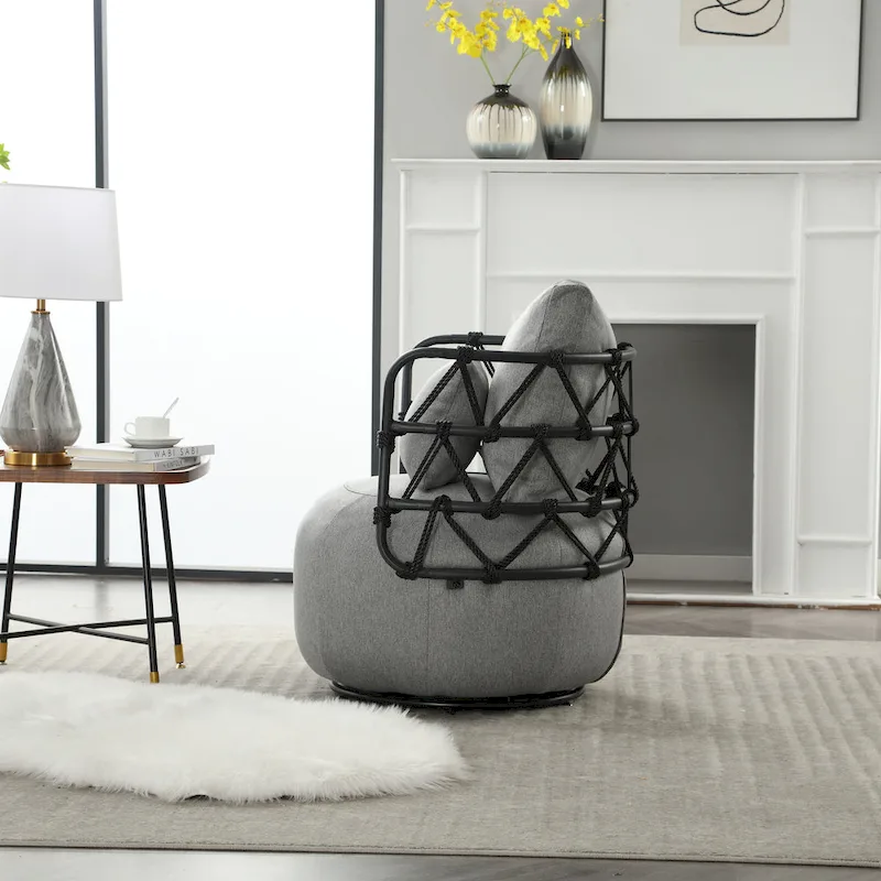Upholstered Accent Chair with Metal Base