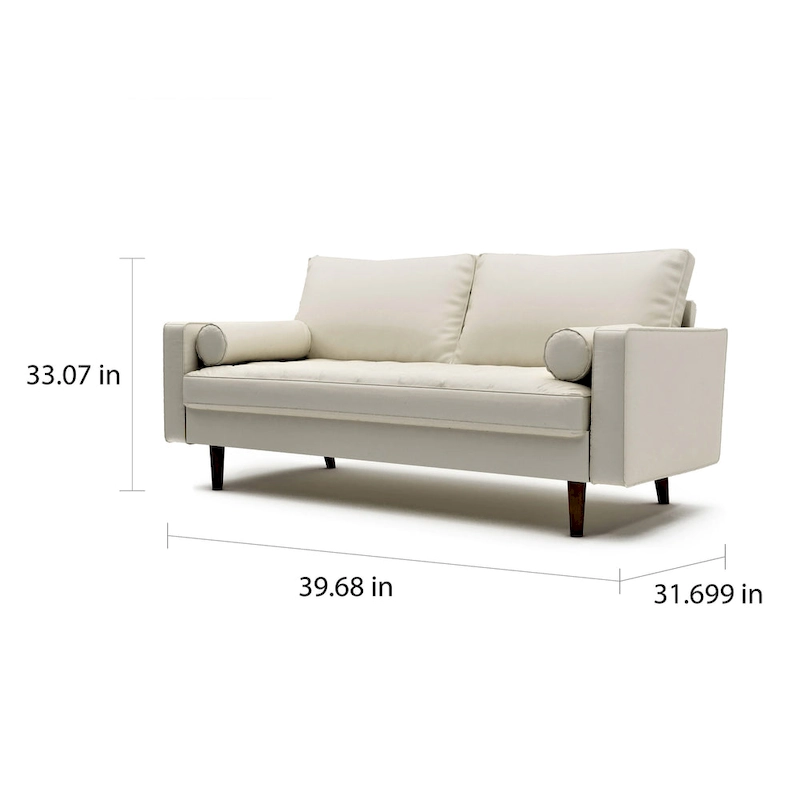 US Pride Faux Leather Mid-century Modern Sofa